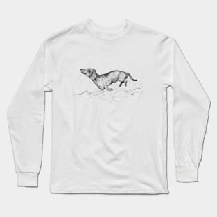 Dachshund, dog lover, daschund in the snow, doggy present, sausage dog Long Sleeve T-Shirt